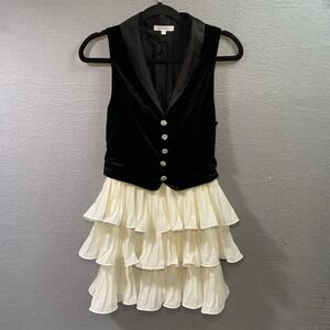 Maven Party Velvet Chiffon Ruffles Mini Dress Size‎ S Wedding
